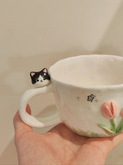 Pink tulip cat cup