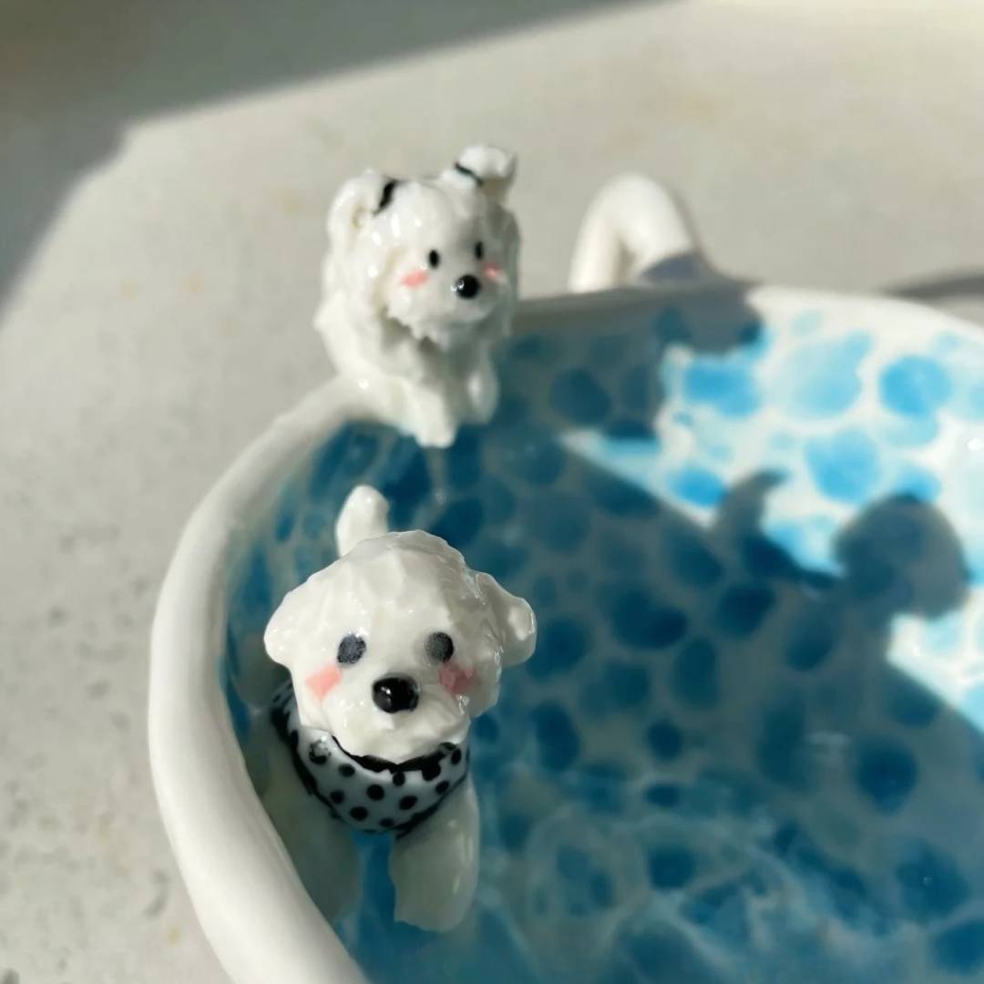 Custom pottery pet swimming cup