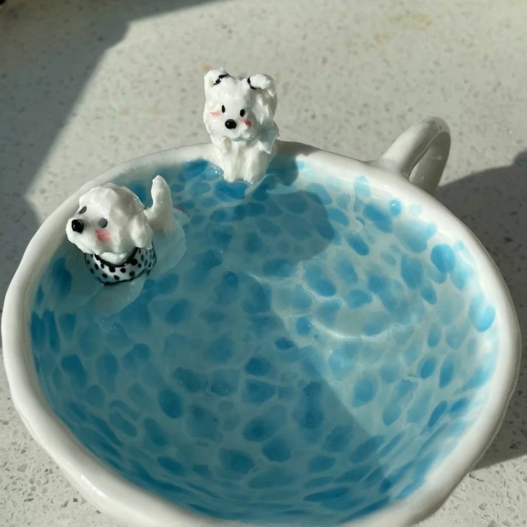 Custom pottery pet swimming cup